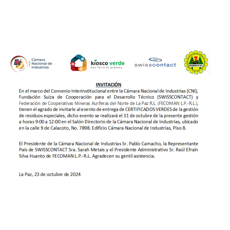 EVENTO DE ENTREGA DE CERTIFICADOS VERDES CONVENIO FECOMAN